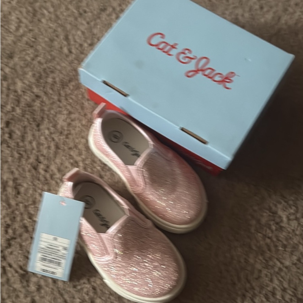 Cat & Jack Pink Glitter Slip-On Sneakers for Kids
